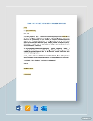 Employee Suggestion for Company Meeting Template