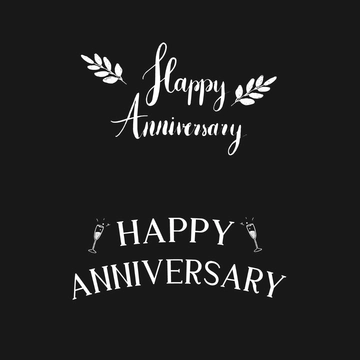 Free White Happy Anniversary Clipart Template to Edit Online