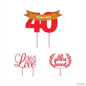 Anniversary Cake Topper Vector