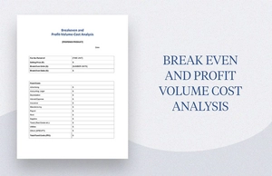 Break Even and Profit Volume Cost Analysis Template