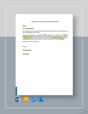 Request to Locate Former Employee Template