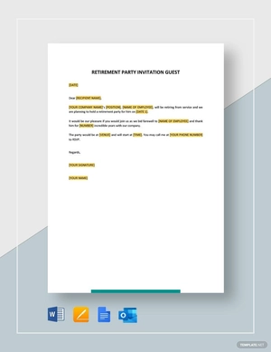 Retirement Party Invitation Guest Template