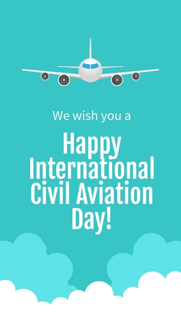 Free International Civil Aviation Day Whatsapp Post Template to Edit Online