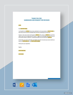 Thank You for Submission and Request for Revision Template