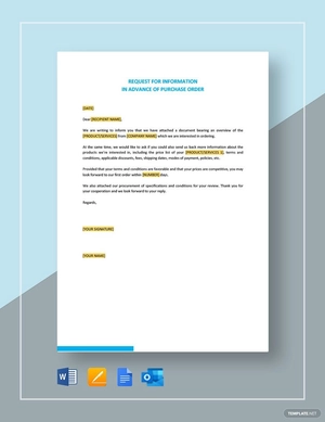 Request for Information in Advance of Purchase Order Template