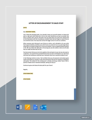Letter of Encouragement to Sales Staff