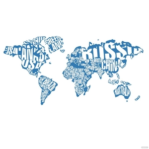 World Map Typography Clipart