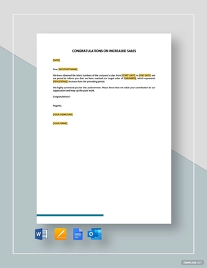 Congratulations on Increased Sales Template