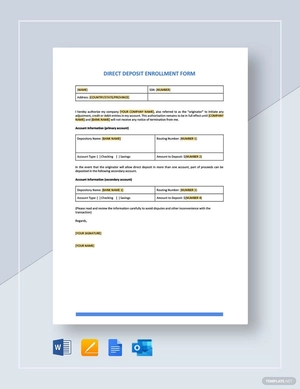 Direct Deposit Enrollment Form Template