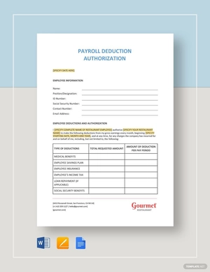 Payroll Deduction Authorization Template Payroll Deduction Authorization Template