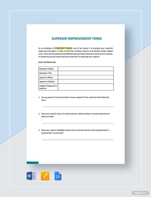 Superior Improvement Form Template