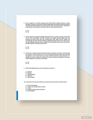 Sexual Harassment IQ Test Template