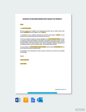 Editale Apology Letter Dissatisfied with Quality of Product