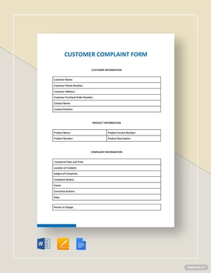Customer Complaint Form Template