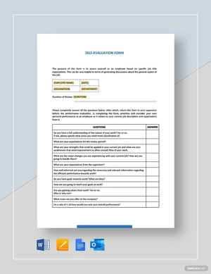 Self Evaluation Form Template