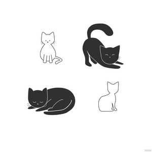 Black and White Cat Vector