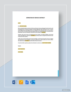 Expiration of Service Contract Template