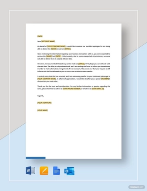 Apology Regarding Inability to Submit Tender Template
