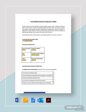 Customer Service Request Form Template