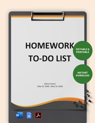 Homework To-Do List Template