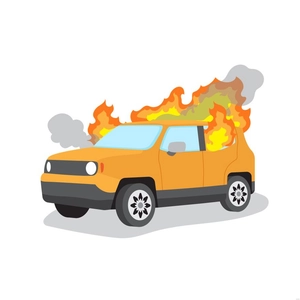 Car on Fire Illustration