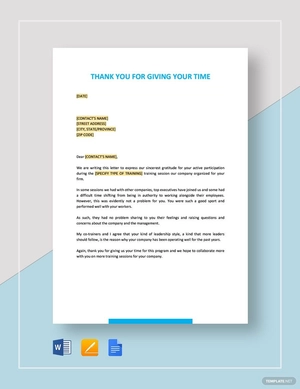 Thank You for Giving Your Time Template