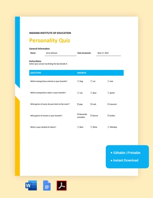 Personality Quiz Template