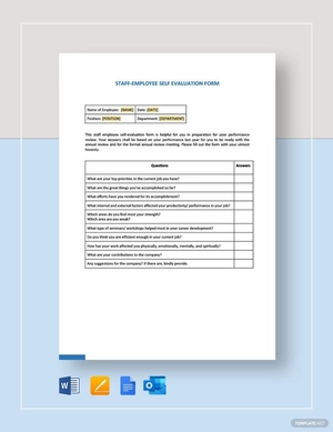 Staff Employee Self-Evaluation Template