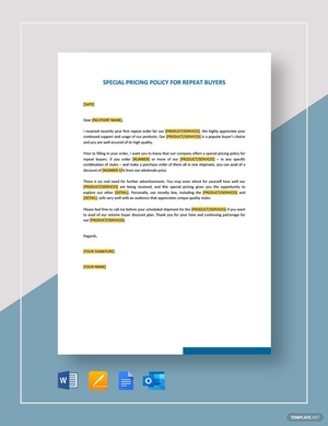 Special Pricing Policy for Repeat Buyers Template