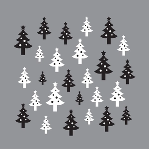Black and White Christmas Tree Illustration