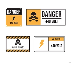 Danger 440 Volts Warning Sign Vector
