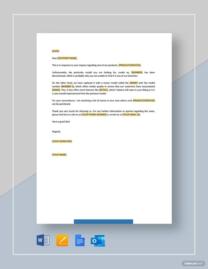 Reply to Inquiry about Discontinued Model Template