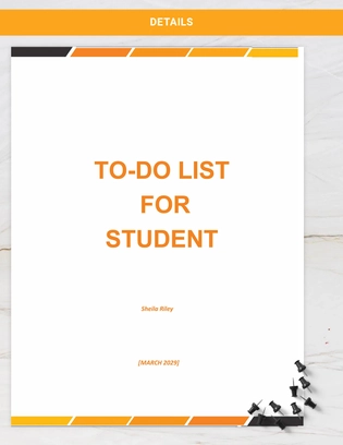 To- Do List for Student Template