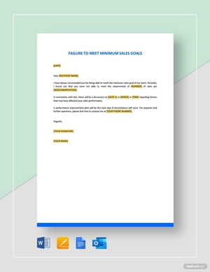 Failure to Meet Minimum Sales Goals Template