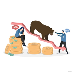 Bear Market Cartoon Illustration