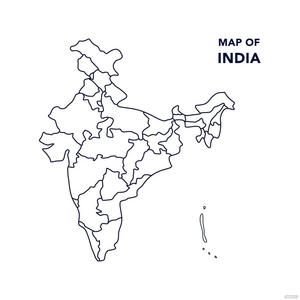 India Map Line Art Vector