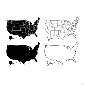 Black And White USA Map Vector