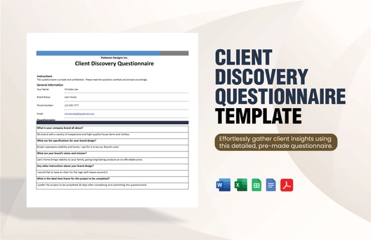Client Discovery Questionnaire Template Client Discovery Questionnaire Template