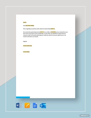 Notice to Cancel Shipment of Back-ordered Goods Template Notice to Cancel Shipment of Back-ordered Goods Template