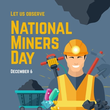 Free National Miners Day Instagram Post Template to Edit Online