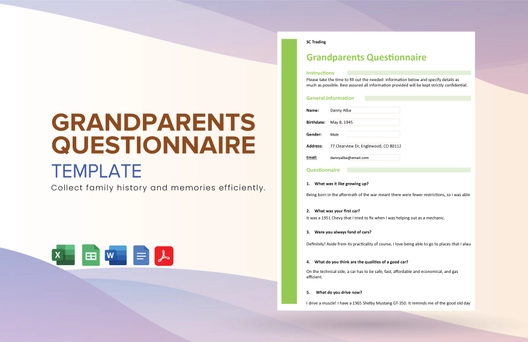 Grandparents Questionnaire Template Grandparents Questionnaire Template