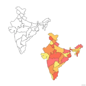 India Map With Borders Vector