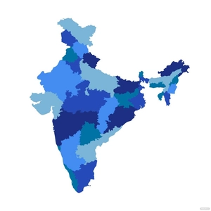Blue India Map Vector