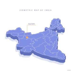 Isometric India Map Vector