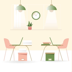 Flat Office Illustration