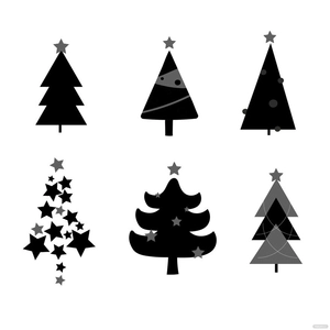 Black Christmas Tree Vector