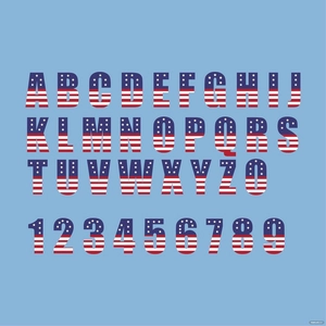 American Flag Font Vector