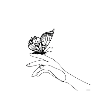 Hand with Butterfly Vector