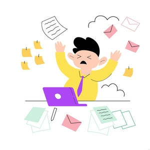 Messy Office Illustration