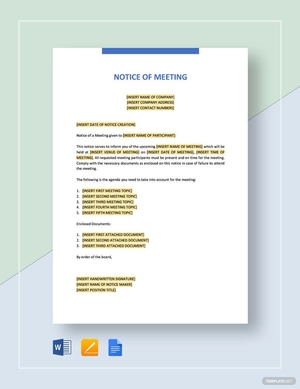 Notice of Meeting Template